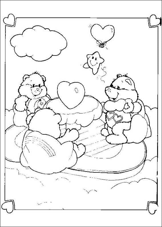 Desenho de Ursinhos Carinhosos Imagens para Colorir com Giz de Cera