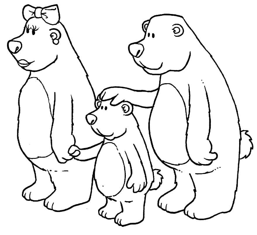 Desenho de Família de Ursos para Colorir