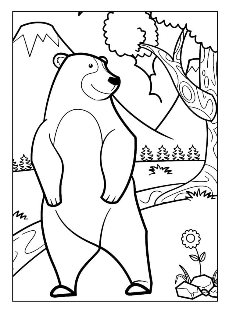Desenho de Urso Sorridente para Colorir