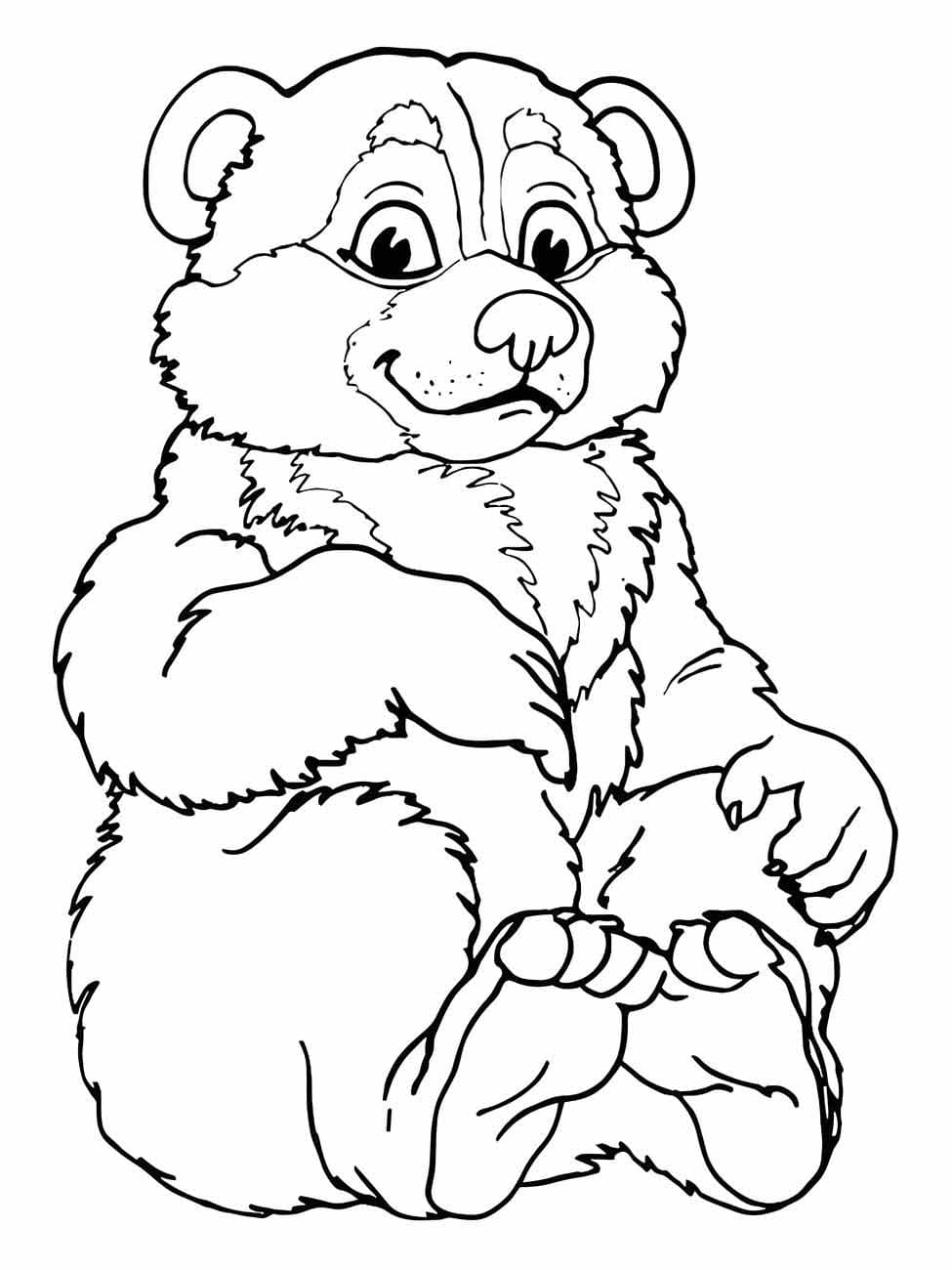 Desenho de Urso de Desenho Animado para Colorir