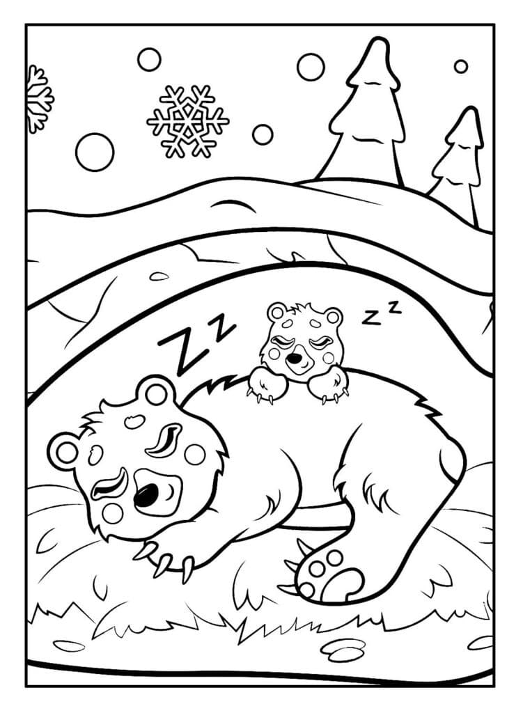 Desenho de Ursos Dormindo para Colorir