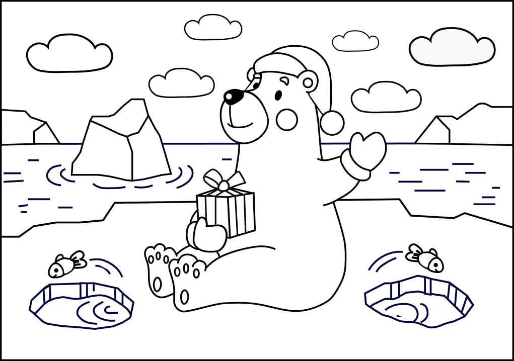 Desenho de Urso para Colorir com Lápis de Cor Imprimivel