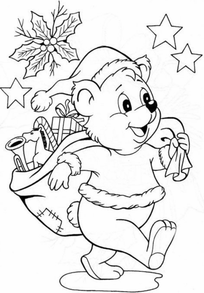 Desenho de Urso para Colorir com Tinta Guache