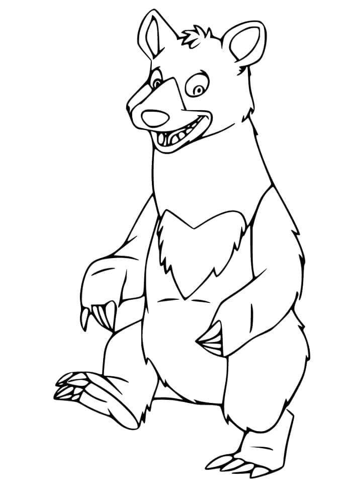 Desenho Urso Negro de Desenho Animado para Colorir