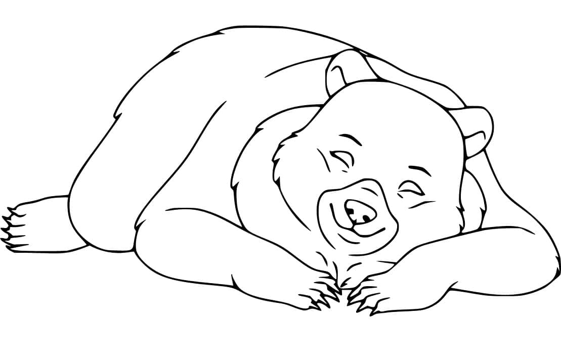 Desenho Urso Negro Dormindo para Colorir
