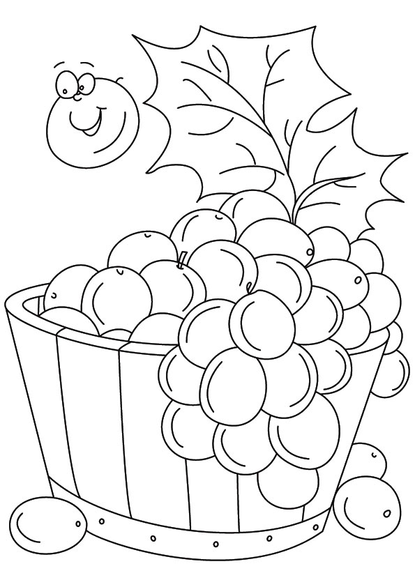 Desenho de Uva em Vasilha Download para Colorir