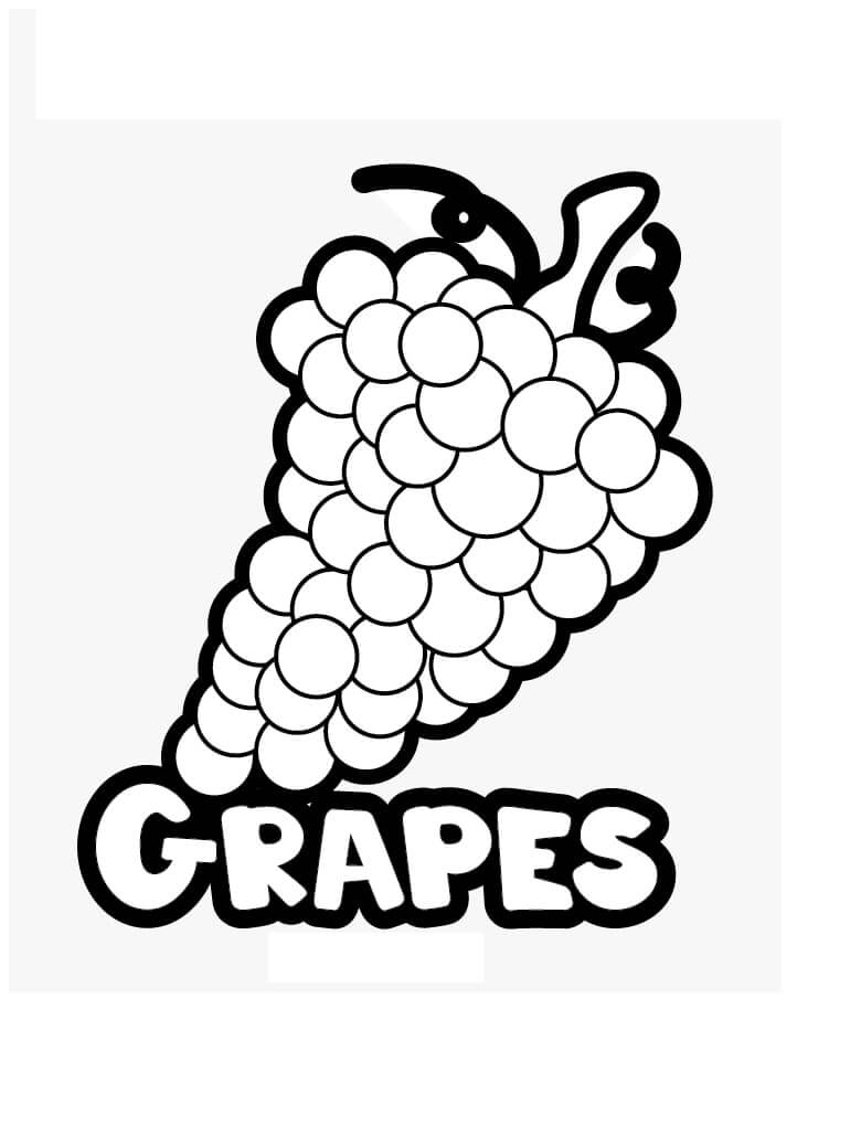 Desenho de Uva Grátis Pdf para Colorir