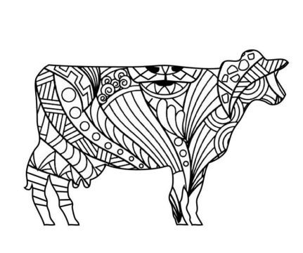 Desenho de Vaca Zentangle para Colorir