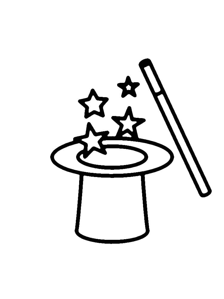 Desenho de Cartola e Varinha Mágica para Colorir