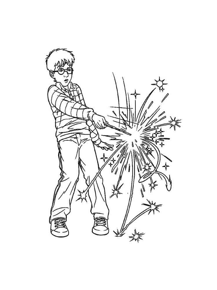 Desenho de Menino e Varinha Mágica para Colorir