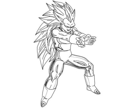 Desenho Imprimível de Super Saiyan 3 Vegeta para Colorir