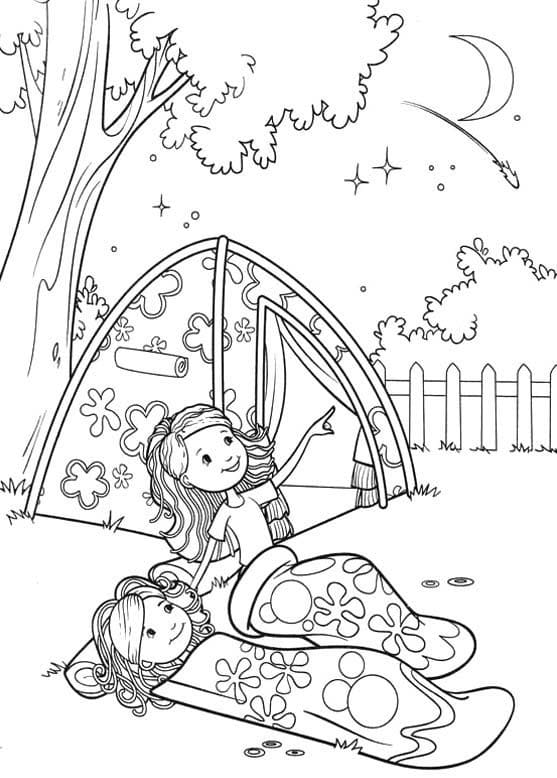 Desenho de Acampamento de Verão para Colorir