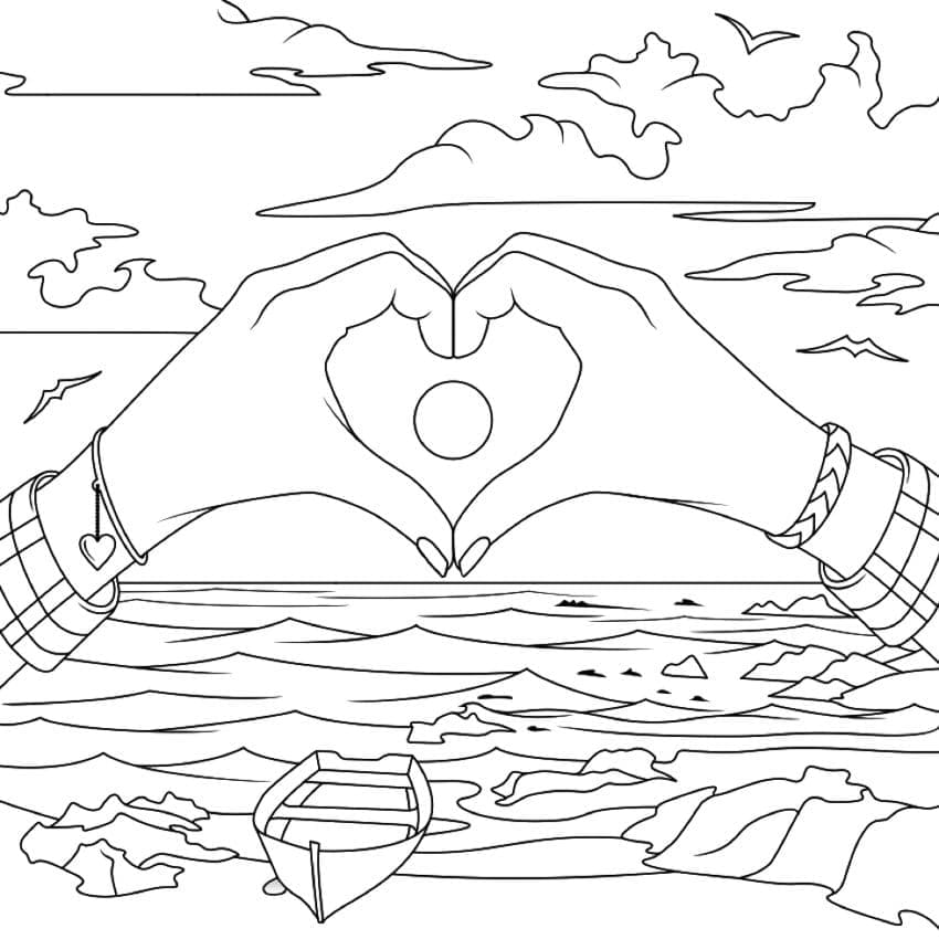 Desenho de Amor de Verão para Colorir
