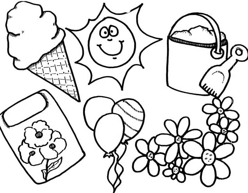Desenho de Coisas de Verão para Colorir