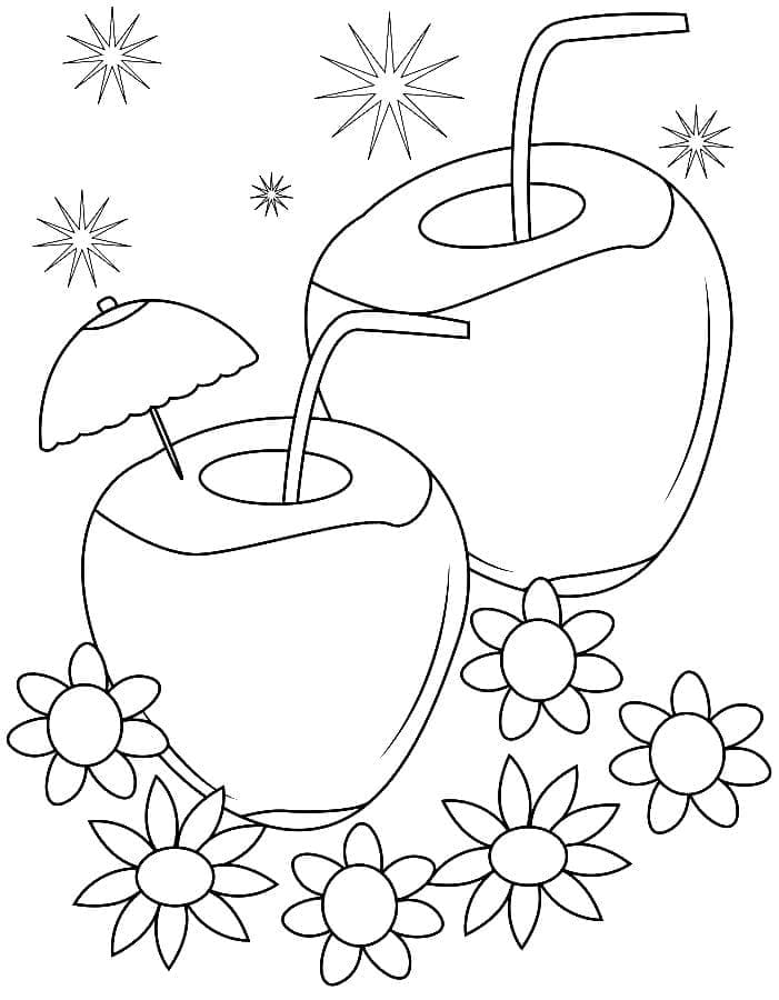 Desenho de Coquetel de Coço de Verão para Colorir