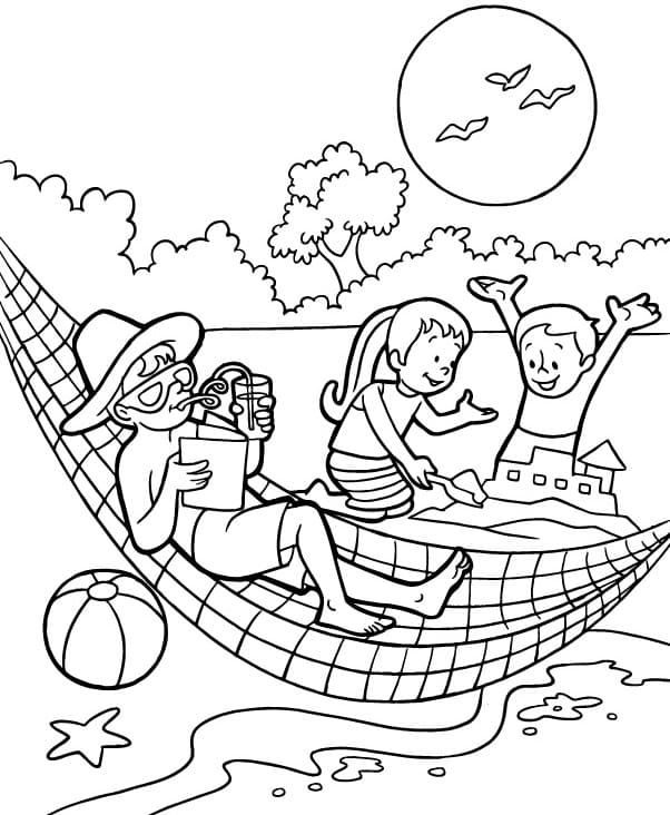 Desenho de Diversão de Verão para Colorir