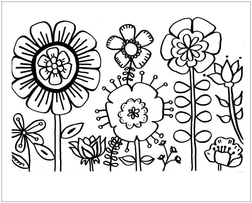 Desenho de Flores de Verão para Colorir