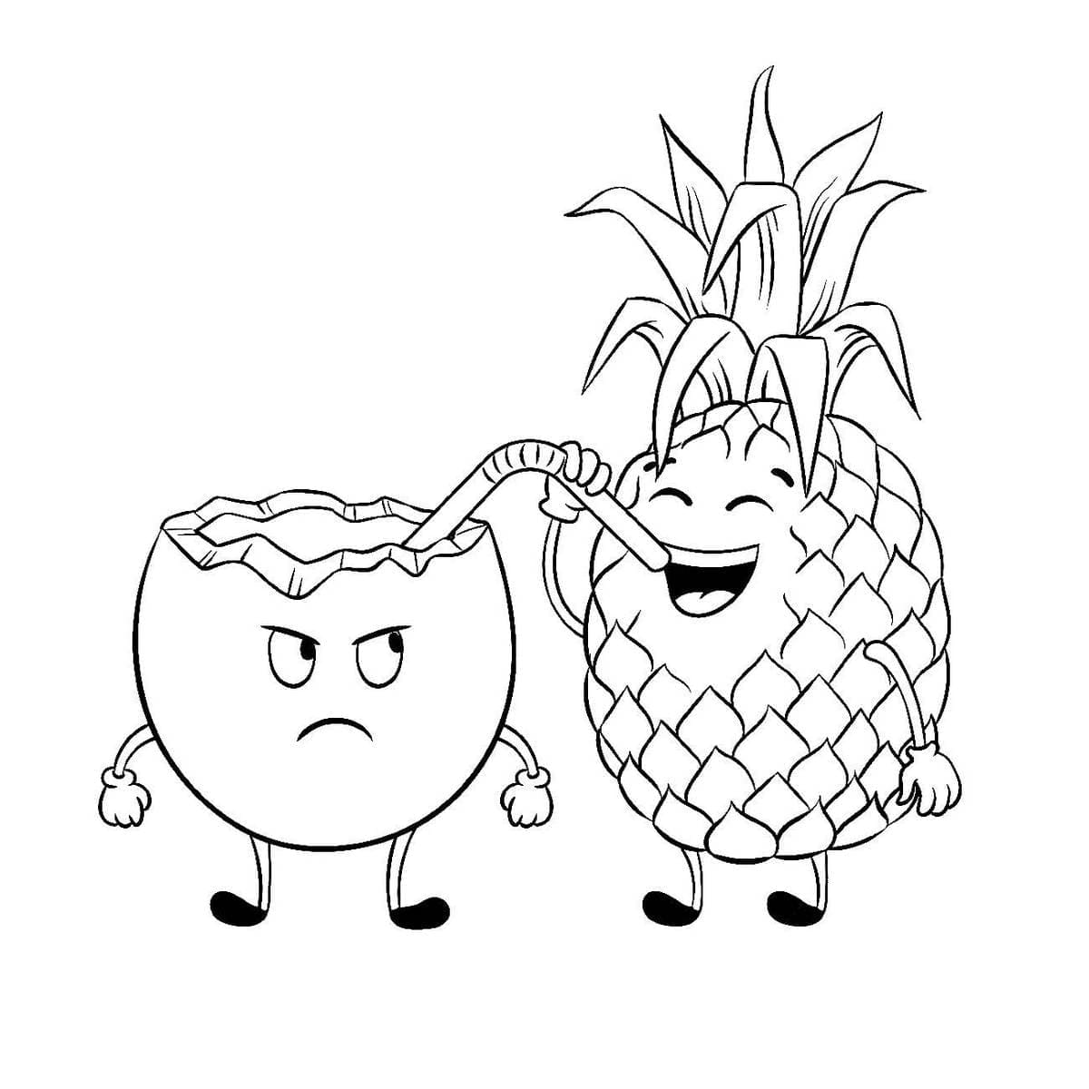 Desenho de Frutas de Verão Animadas para Colorir