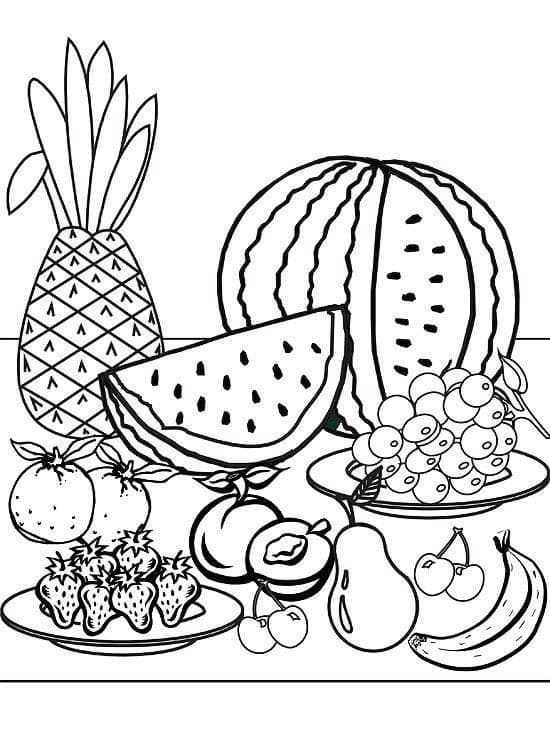 Desenho de Frutas de Verão para Colorir