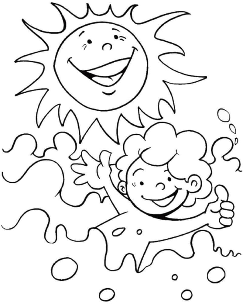 Desenho de Garoto no Verão para Colorir