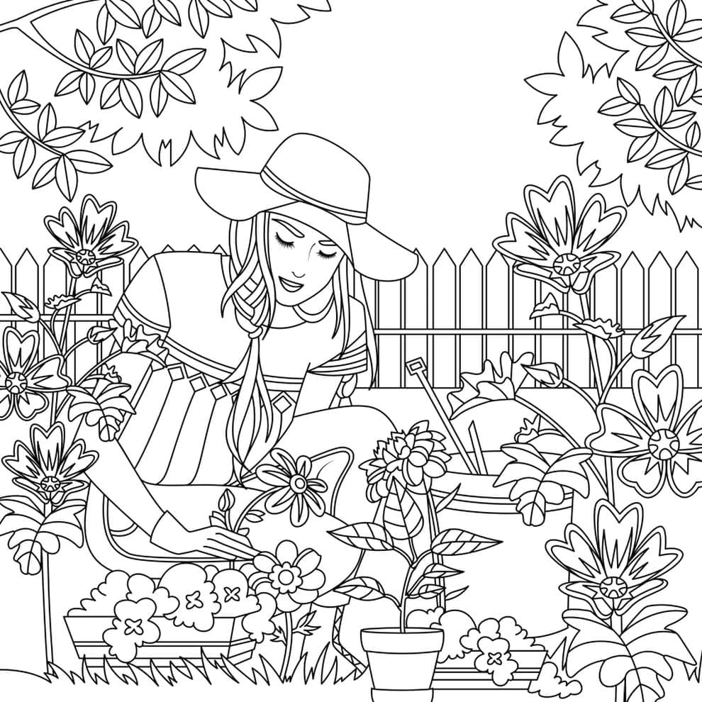 Desenho de Jardim de Verão para Colorir