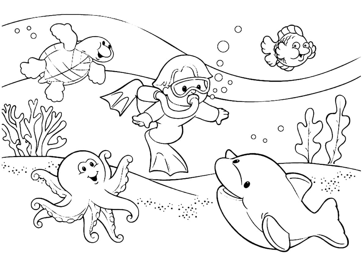 Desenho de Oceano de Verão para Colorir