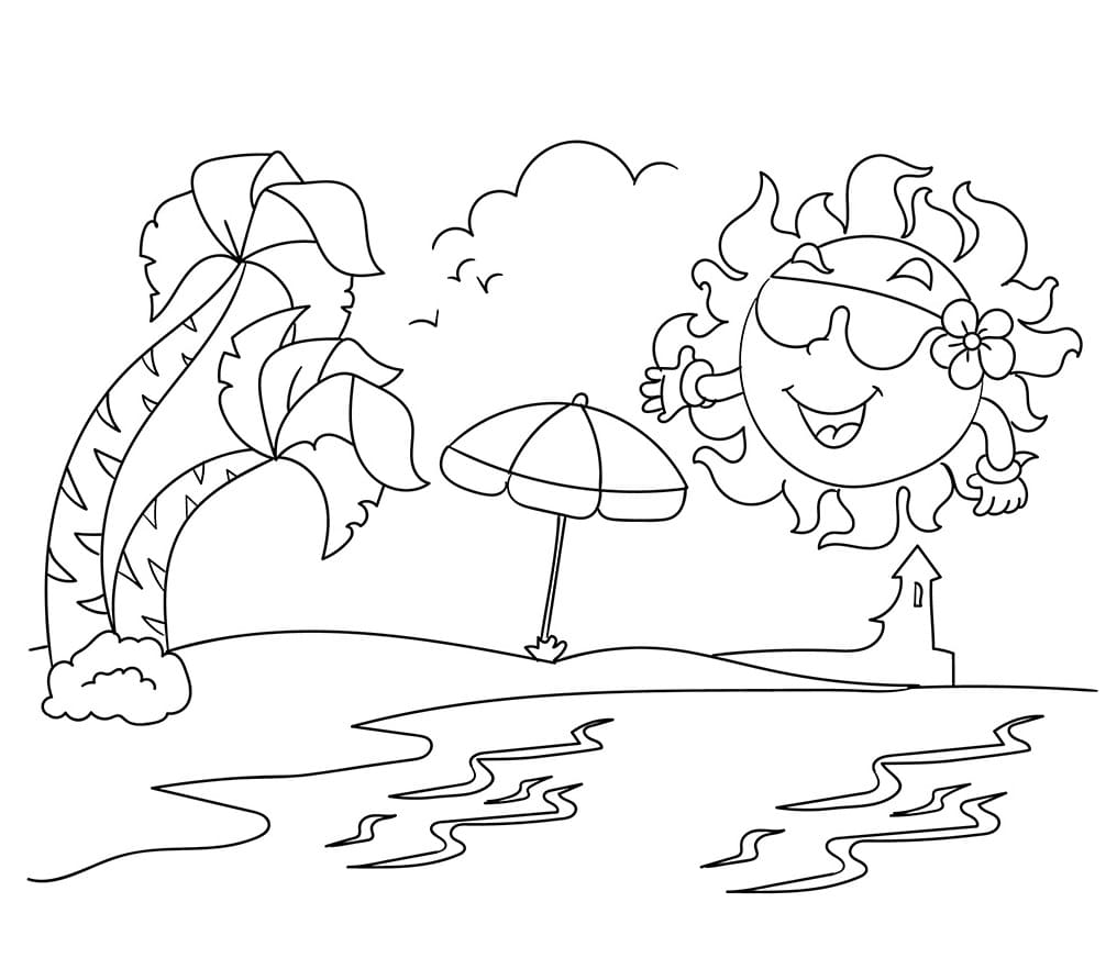 Desenho de Paisagem de Verão para Colorir