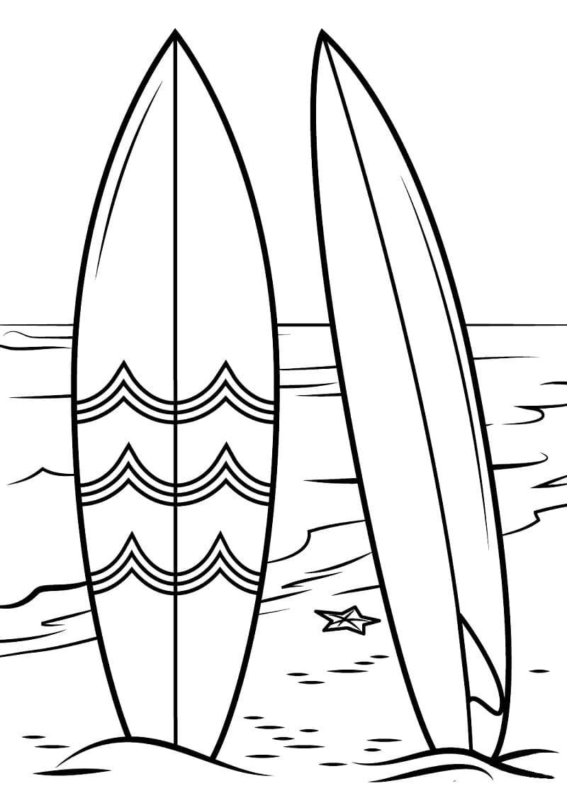 Desenho de Pranchas de Surf de Verão para Colorir