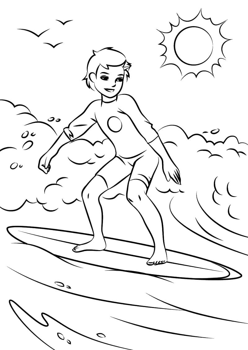 Desenho de Surf de Verão para Colorir