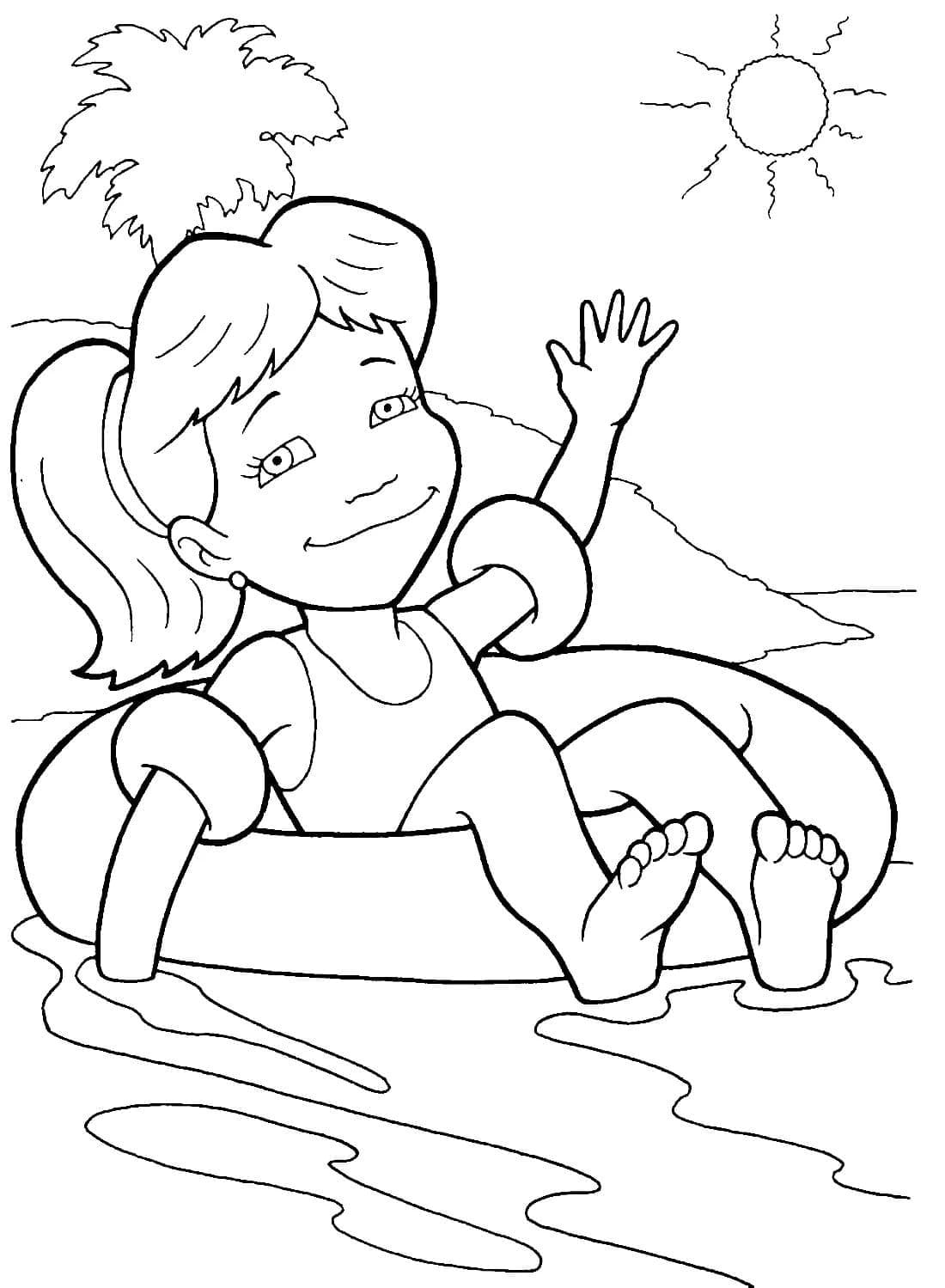 Desenho de uma Garota de Verão para Colorir
