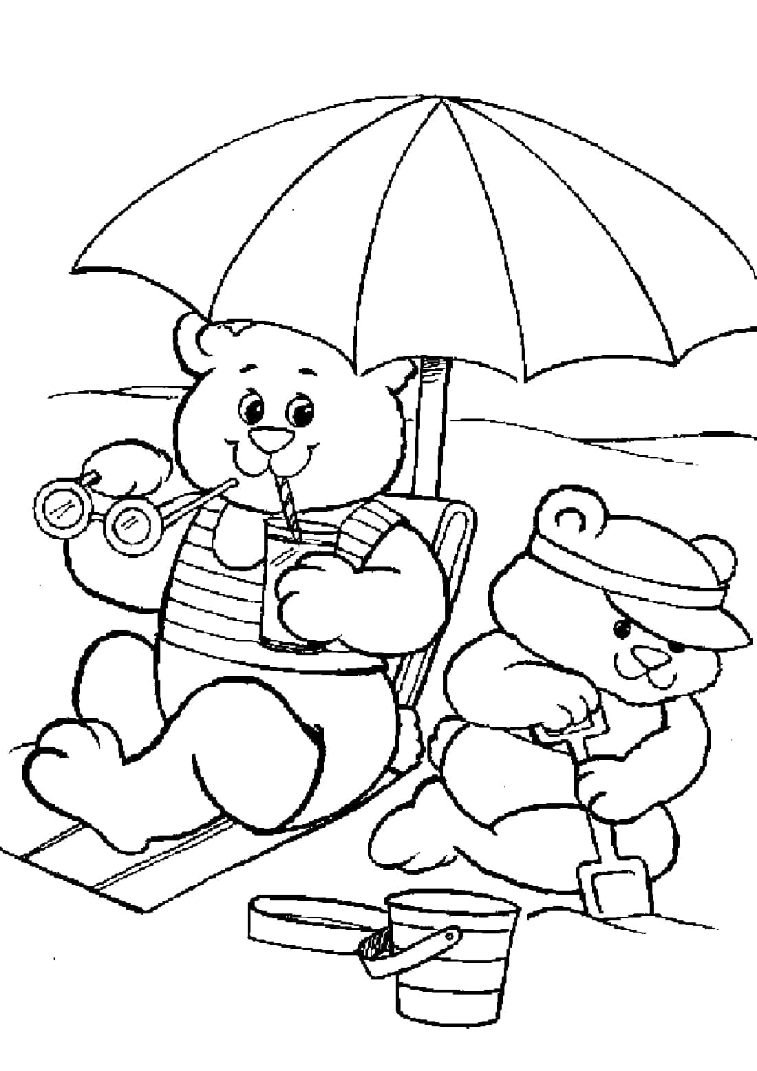 Desenho de Ursos de Verão para Colorir