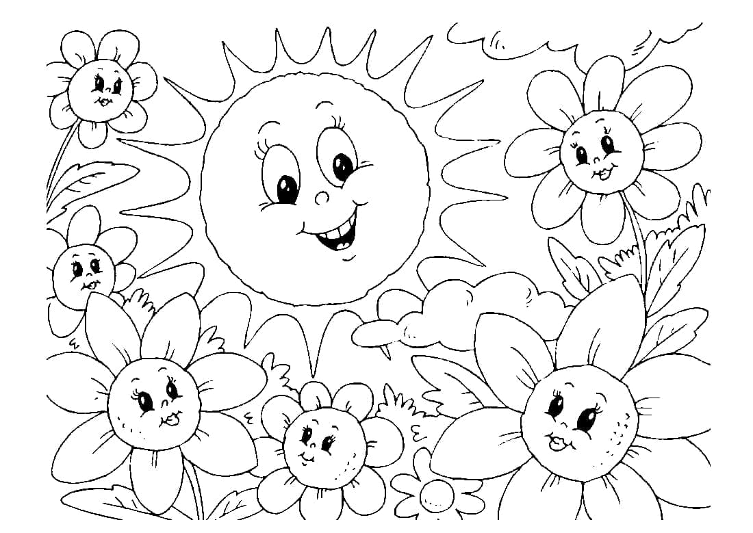 Desenho de Verão Ensolarado para Colorir