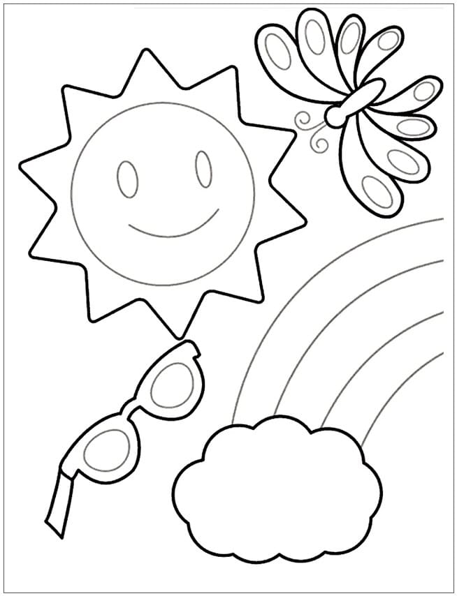 Desenho de Verão Imprimivel para Colorir