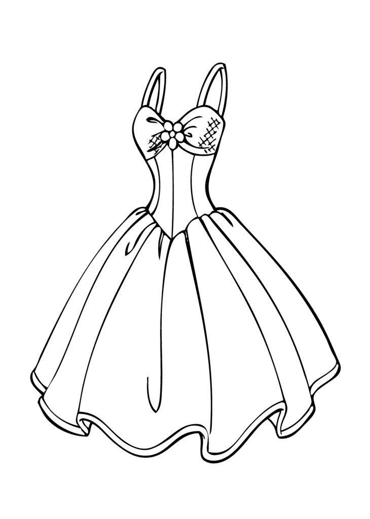 Desenho de Lindo Vestido de Princesa para Pintar Grátis