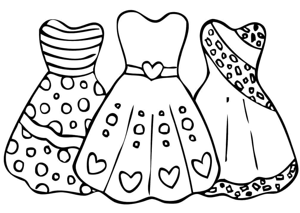 Desenho de Lindos Vestidos para Baile de Formatura para Colorir