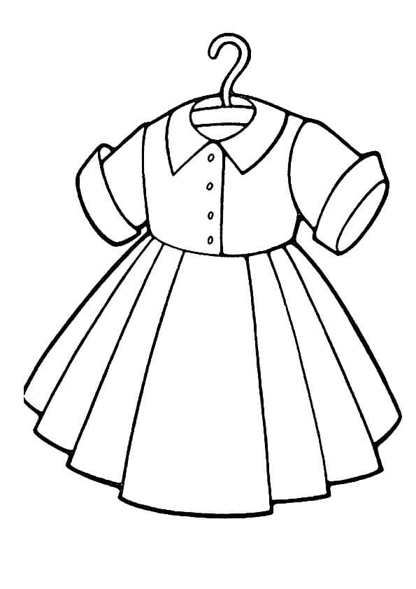Desenho de Vestido Básico para Passear para Imprimir e Colorir