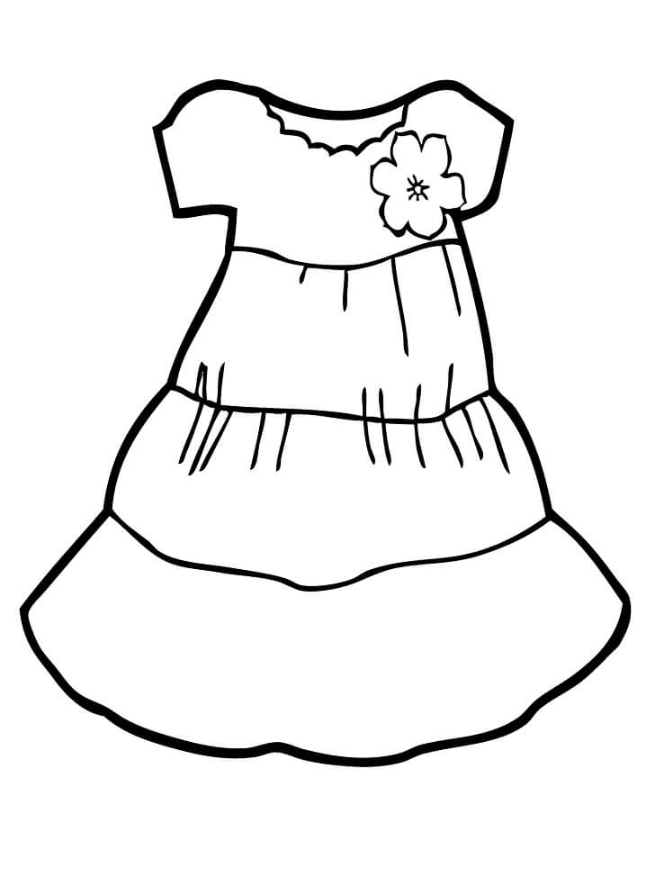 Desenho de Vestido Infantil com Flor para Colorir Grátis