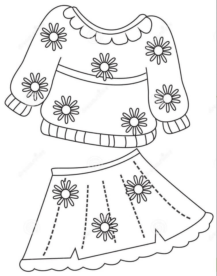 Desenho de Vestido Natalino para Colorir