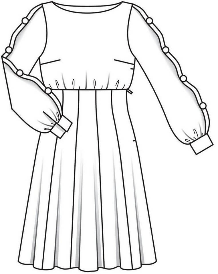 Desenho de Vestido para Dormir em Dia Frio para Colorir