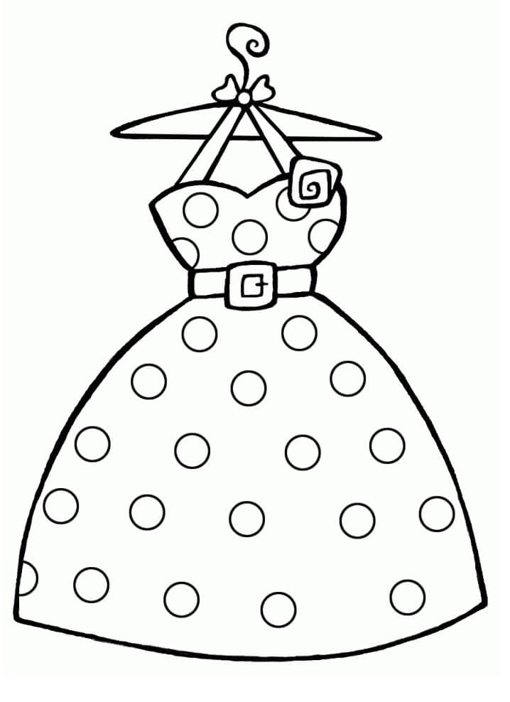 Desenho Pdf de Vestido de Bolinhas para Colorir