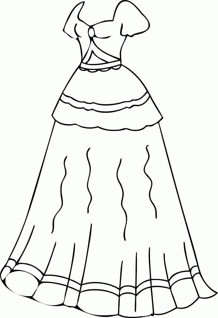 Desenho Vestido de Senhora para Colorir