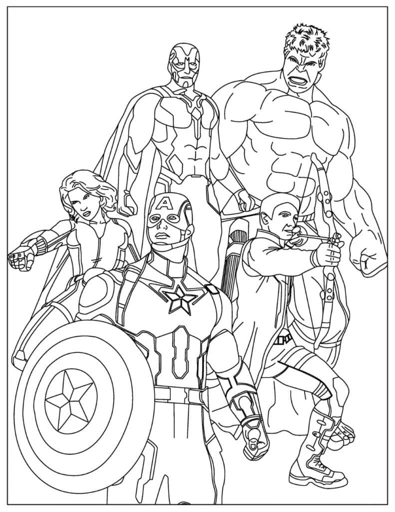 Desenho de Imagem dos Vingadores para Colorir