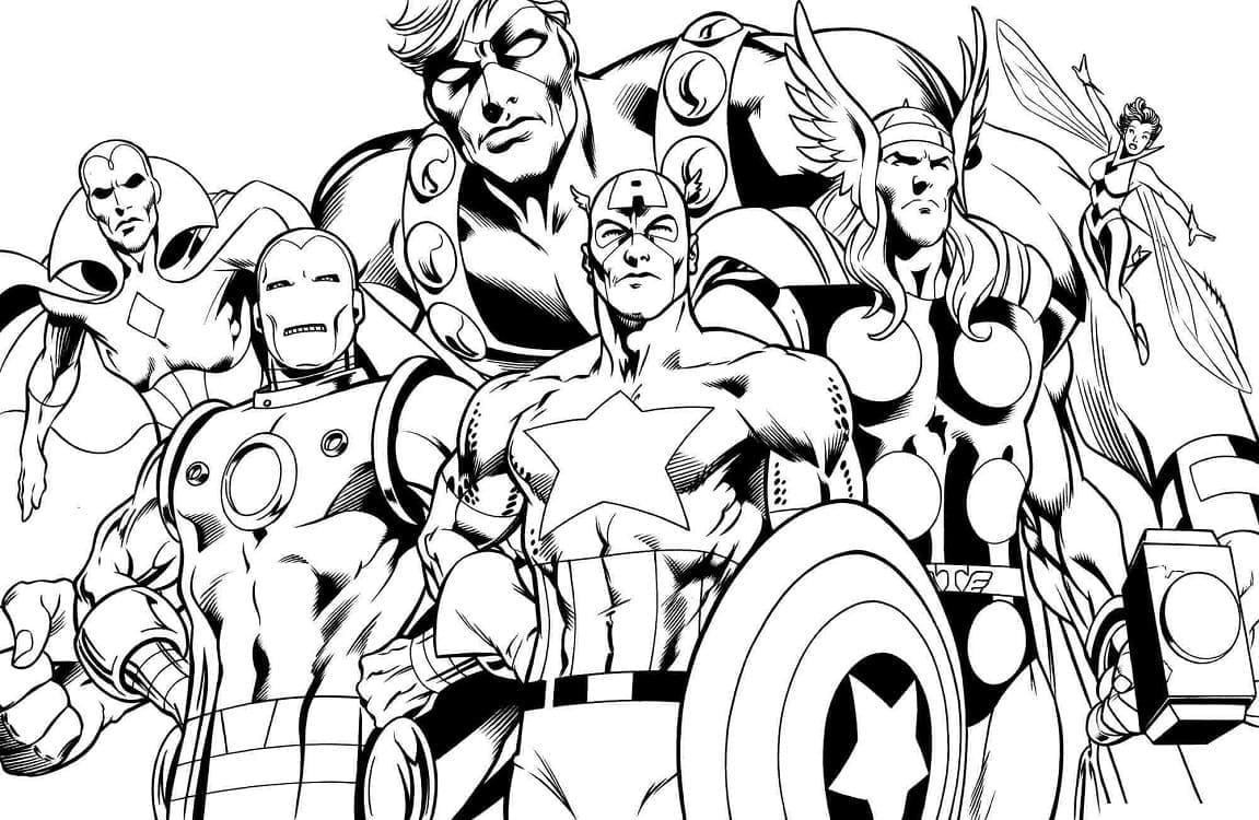 Desenho de Marvel Vingadores para Colorir
