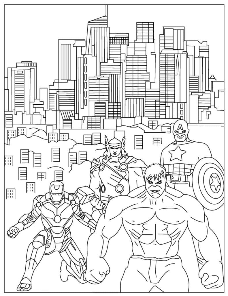 Desenho de Membros dos Vingadores para Colorir