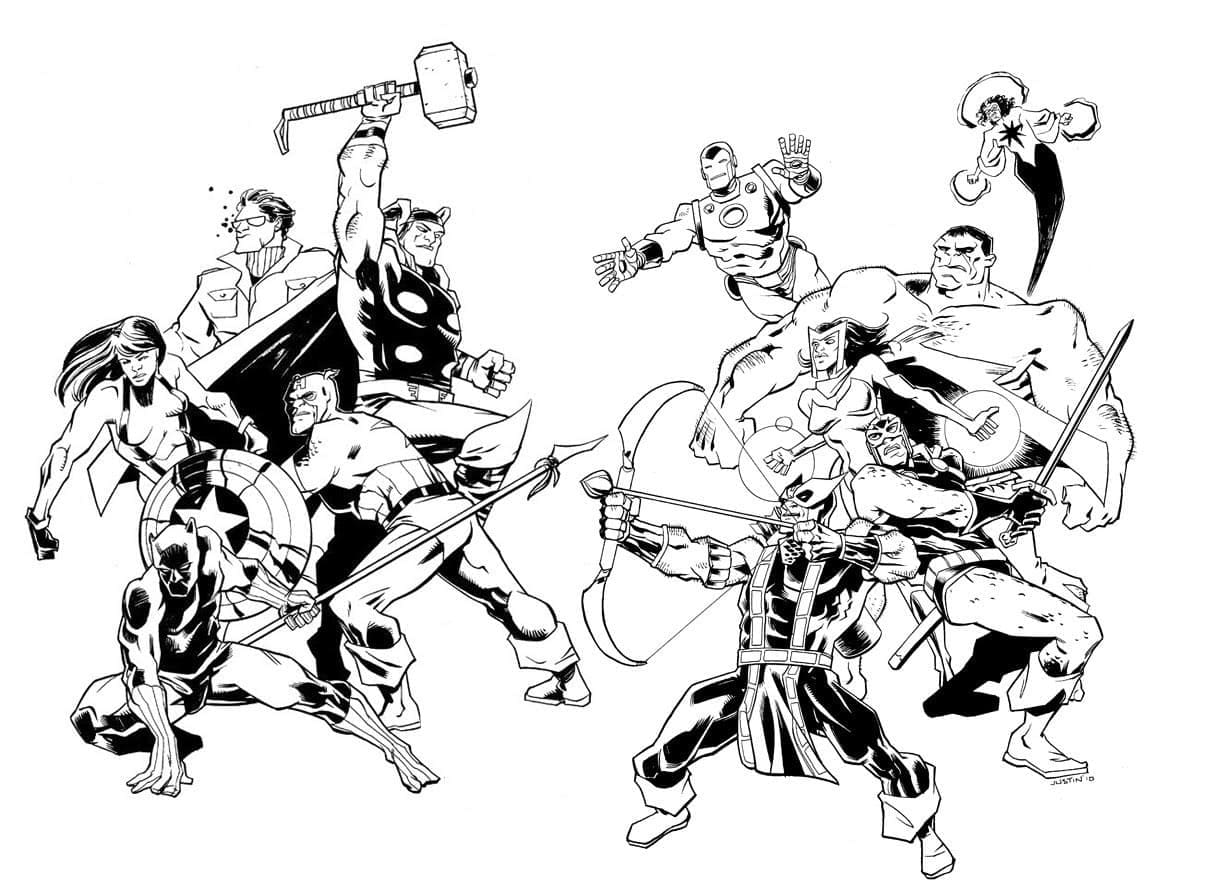 Desenho de Super Heróis dos Vingadores para Colorir