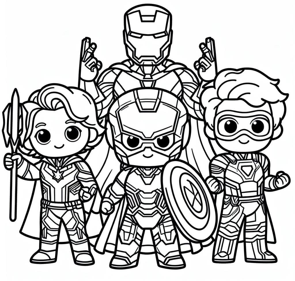 Desenho de Vingadores Chibi para Colorir