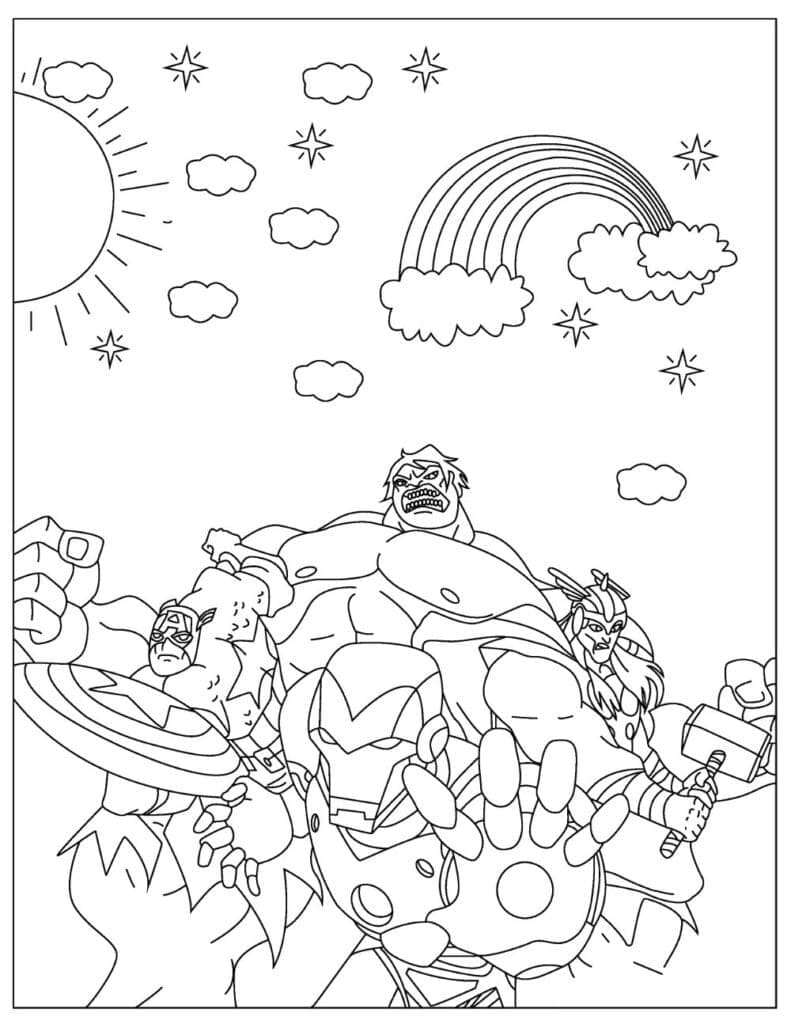 Desenho de Vingadores Grátis para Colorir