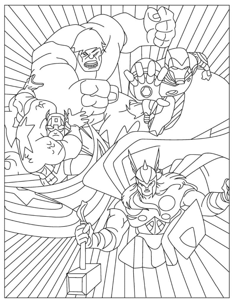 Desenho de Vingadores Imprimivel para Crianças para Colorir