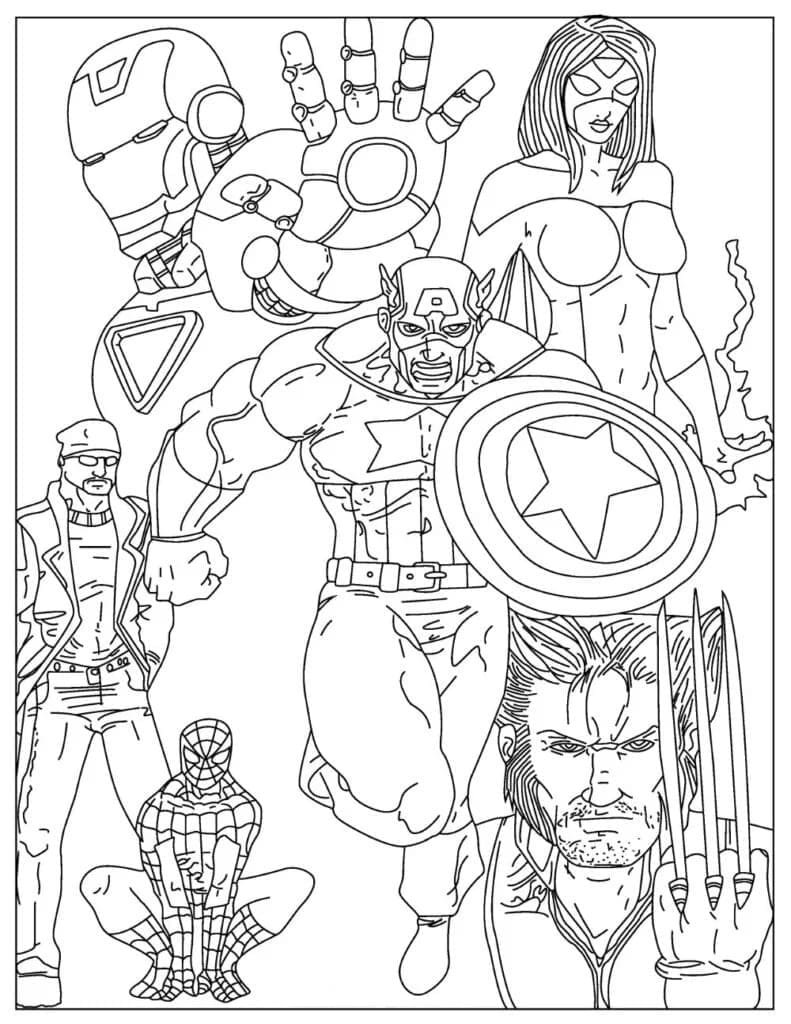 Desenho de Vingadores Imprimivel para Colorir