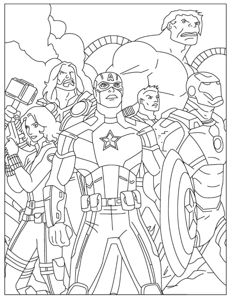 Desenho de Vingadores Marvel para Colorir